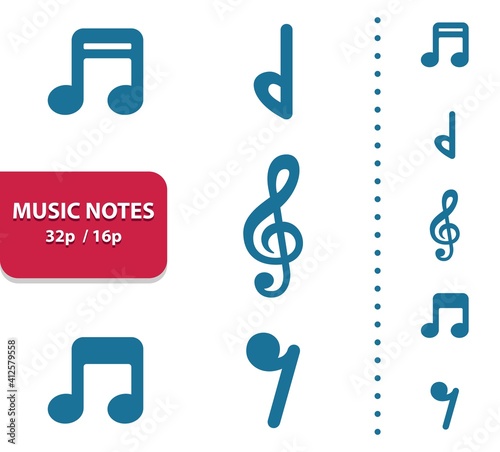 Music - Musical Notes Icons (4x magnification for preview).