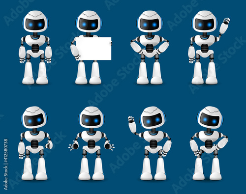 Robot innovation technology science emotions. Animated Artificial Intelligence. Web Design. Robotic Technology Isolated Illustration