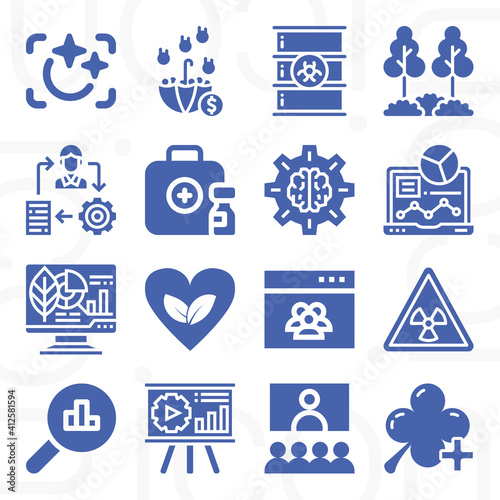 16 pack of phenomenon  filled web icons set