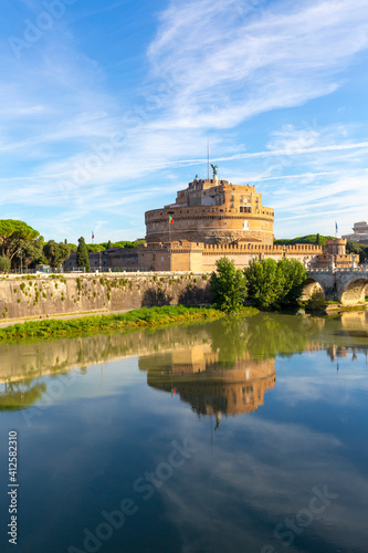 2nd century Castle of Saint Angel located on the banks of the Tiber River, Rome, Italy