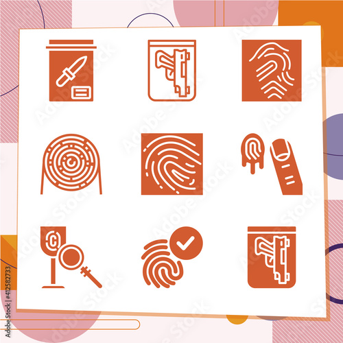 Simple set of 9 icons related to bear witness