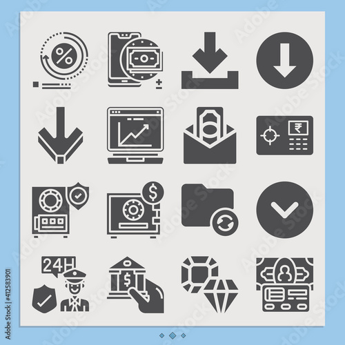 Simple set of deposit related filled icons.
