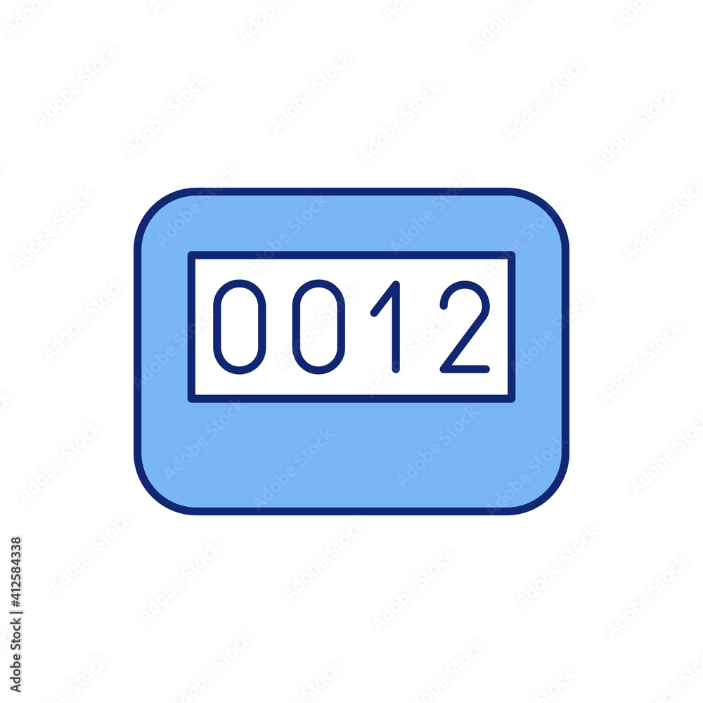 Timer RGB color icon. Stopwatch, counter. Measuring specific time intervals. Timing and counting operations. Control device. Counting down in seconds, minutes, hours. Isolated vector illustration Timer RGB color icon. Stopwatch, counter. Measuring specific time intervals. Timing and counting operations. Control device. Counting down in seconds, minutes, hours. Isolated vector illustration