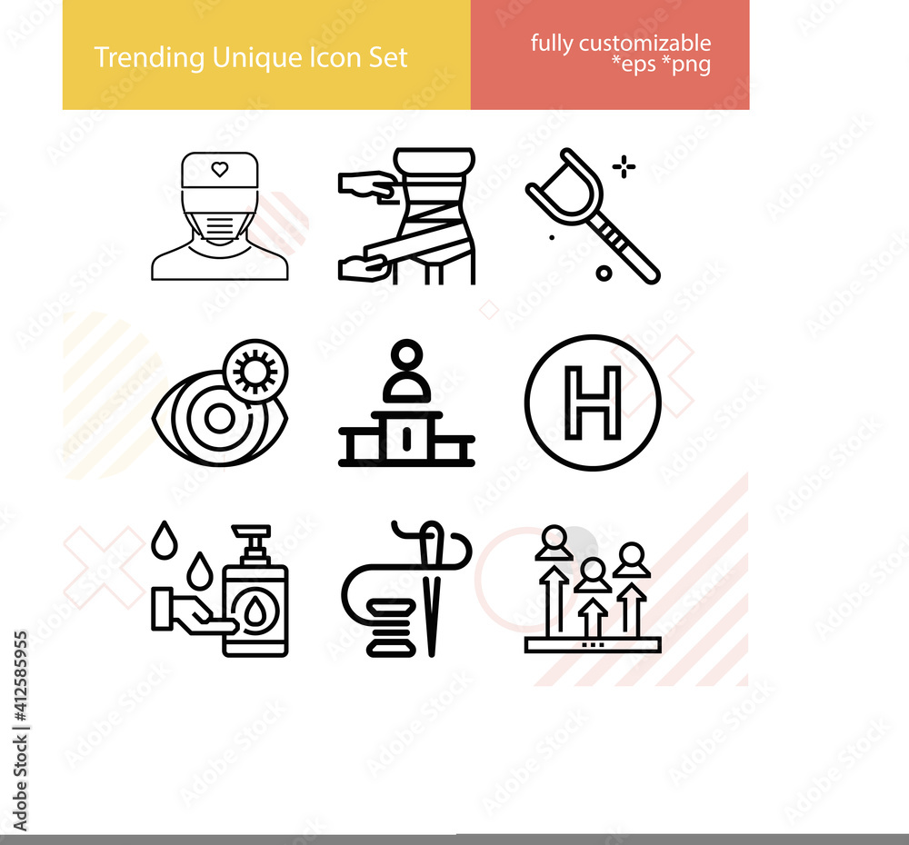 Fototapeta premium Simple set of surgery related lineal icons.