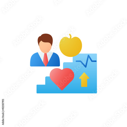  Lifestyle enhancing flat icon. Personal growth concept. Self improvement and self realization. Way to success. Motivation. Quality of life. 3D color vector illustration