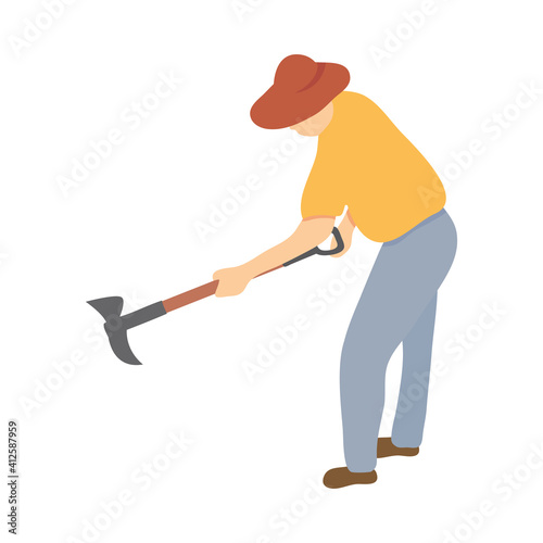 farmer with a ax tool, colorful design