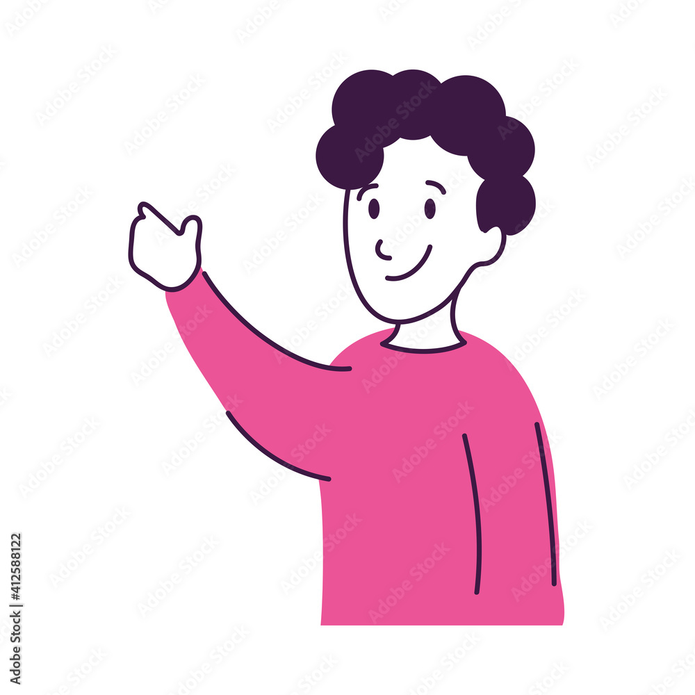 icon of cartoon man waving, colorful design icon of cartoon man waving, colorful design
