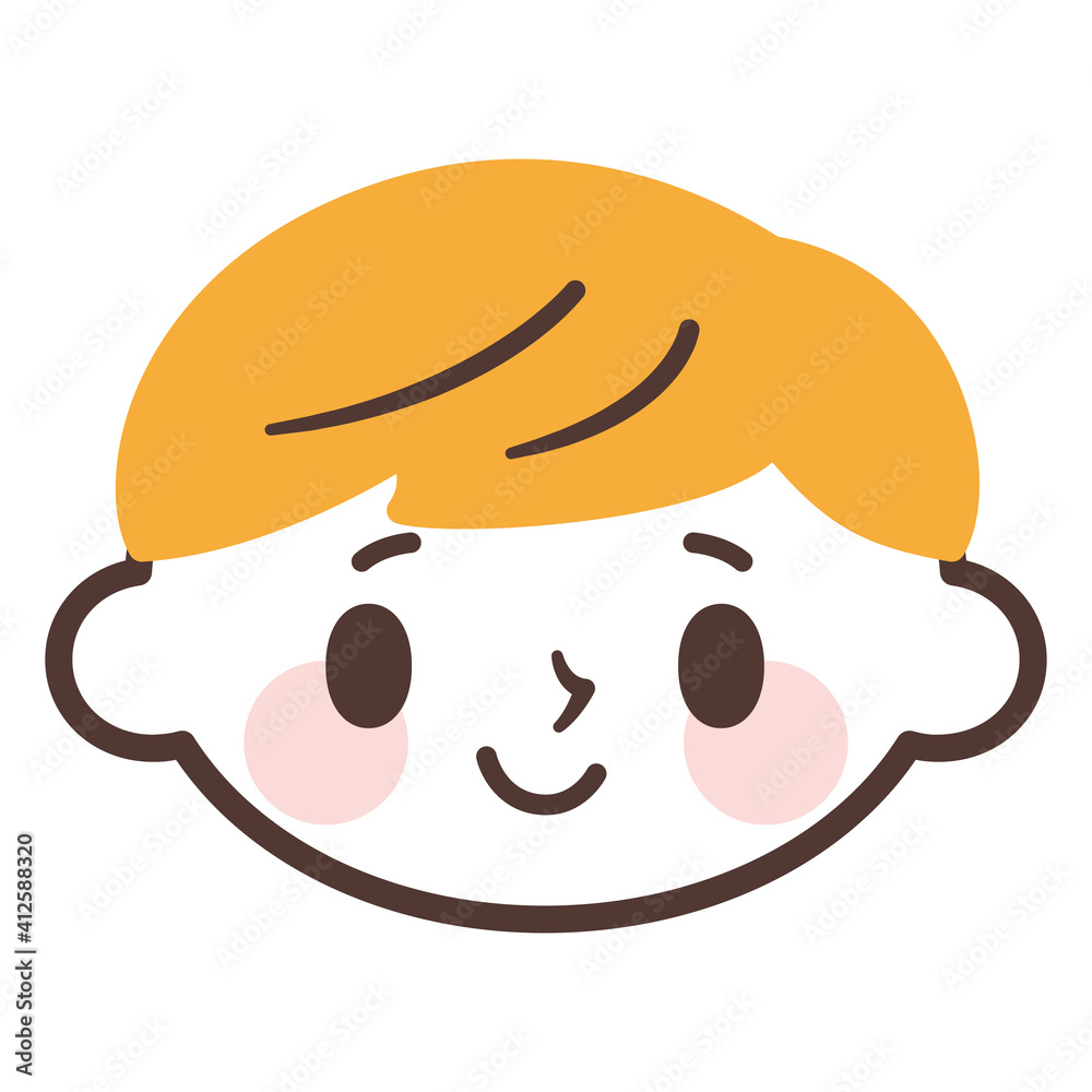 Cartoon boy face icon 男の子の顔のかわいいアイコン