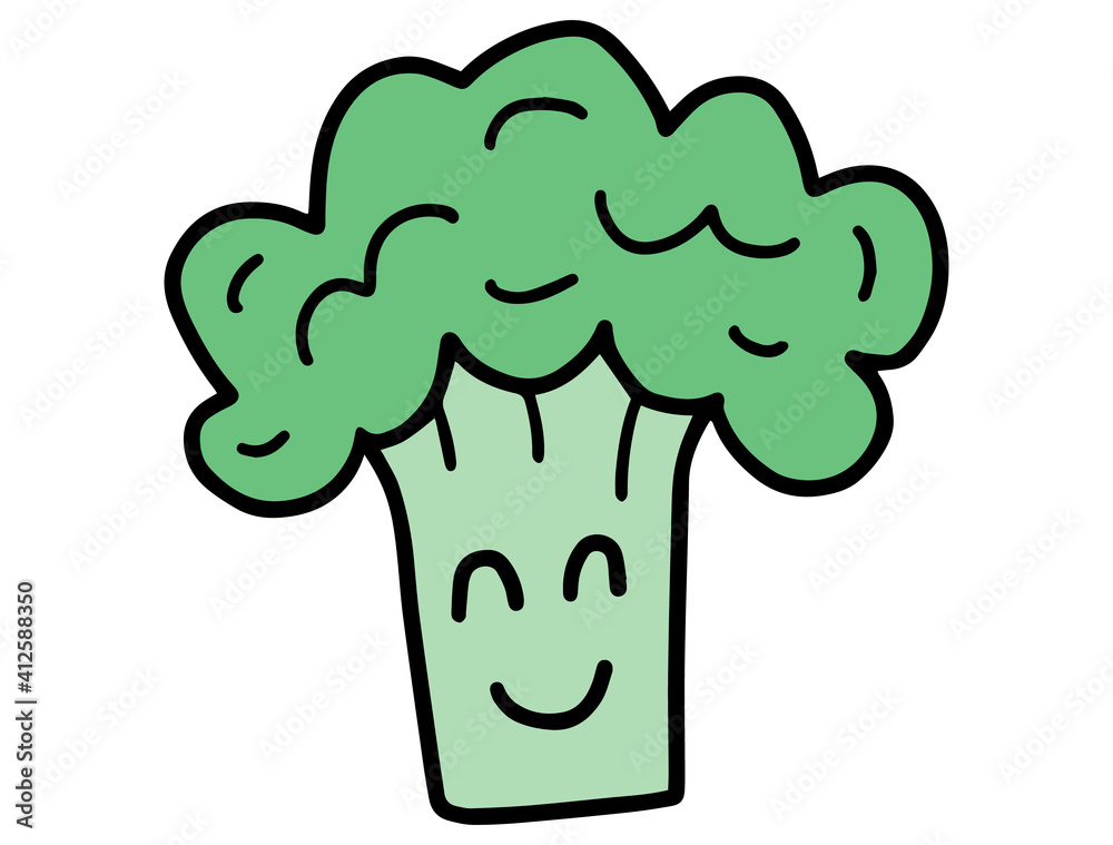Cute Cartoon Broccoli. Hand drawn lines doodles characters. Concept of vegetables, proper nutrition, healthy eating and vegetarianism. Cute Cartoon Broccoli. Hand drawn lines doodles characters. Concept of vegetables, proper nutrition, healthy eating and vegetarianism.