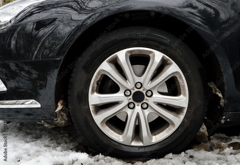 Snow tires or tyres for driving on dangerous snowy roads during winter	