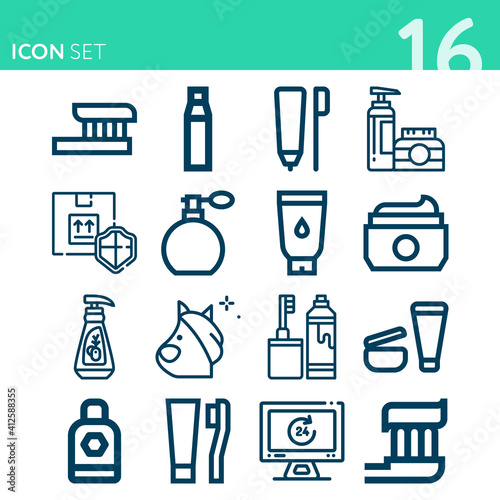 Simple set of 16 icons related to ibid