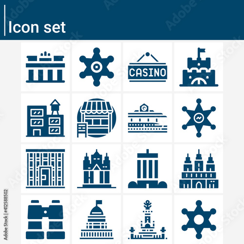 Simple set of mayor related filled icons.