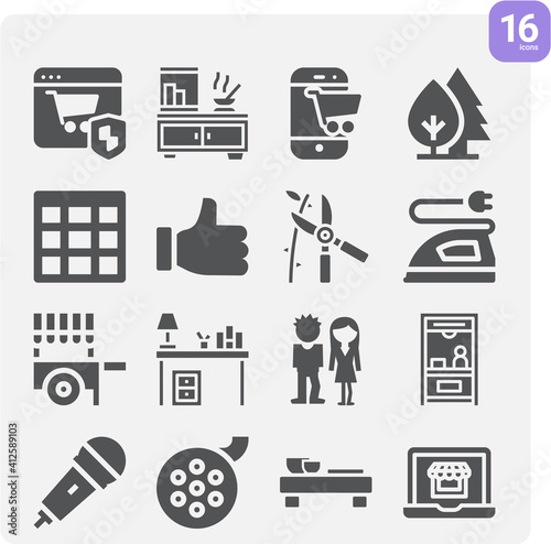 Simple set of stand related filled icons.