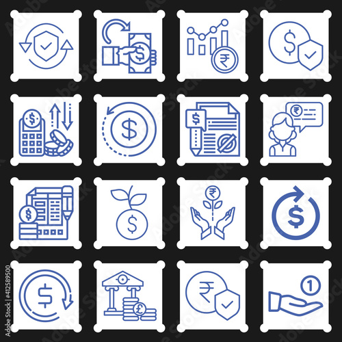16 pack of troubles  lineal web icons set