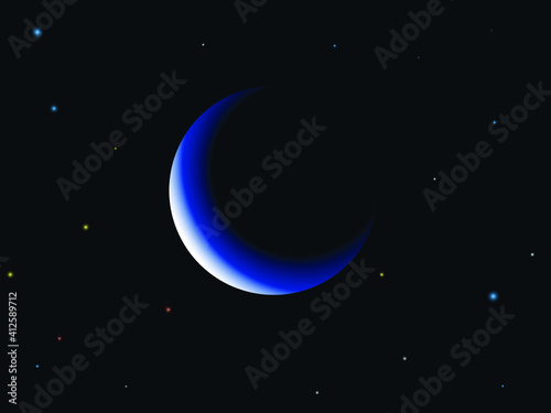 Bright moon in the night starry sky. Beautiful space background. Moon phase.