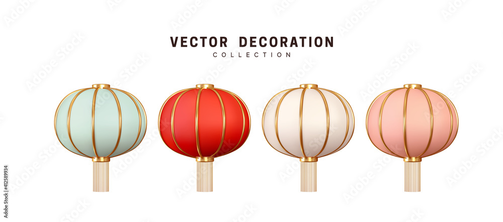 Chinese lanterns during new year festival Vector Image