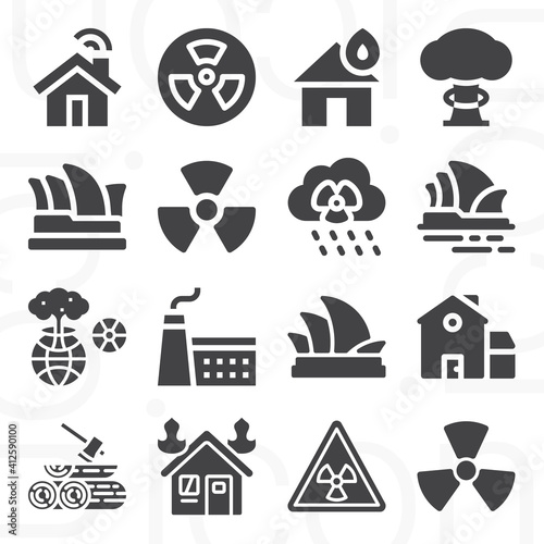 16 pack of chimney  filled web icons set