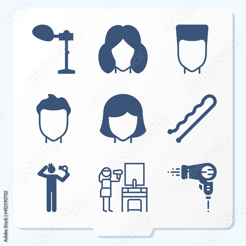 Simple set of 9 icons related to plant process