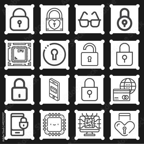 16 pack of mother board  lineal web icons set