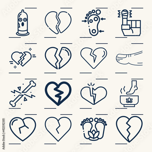 Simple set of ankle related lineal icons.