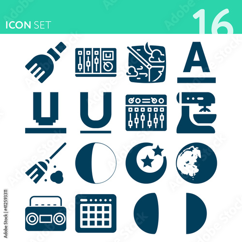 Simple set of 16 icons related to trials