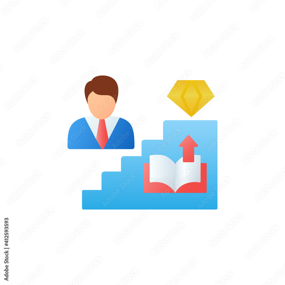 Personal growth flat icon. Route to success. Self improvement and self realization. Business and career development. Human resources management. 3D color vector illustration Personal growth flat icon. Route to success. Self improvement and self realization. Business and career development. Human resources management. 3D color vector illustration