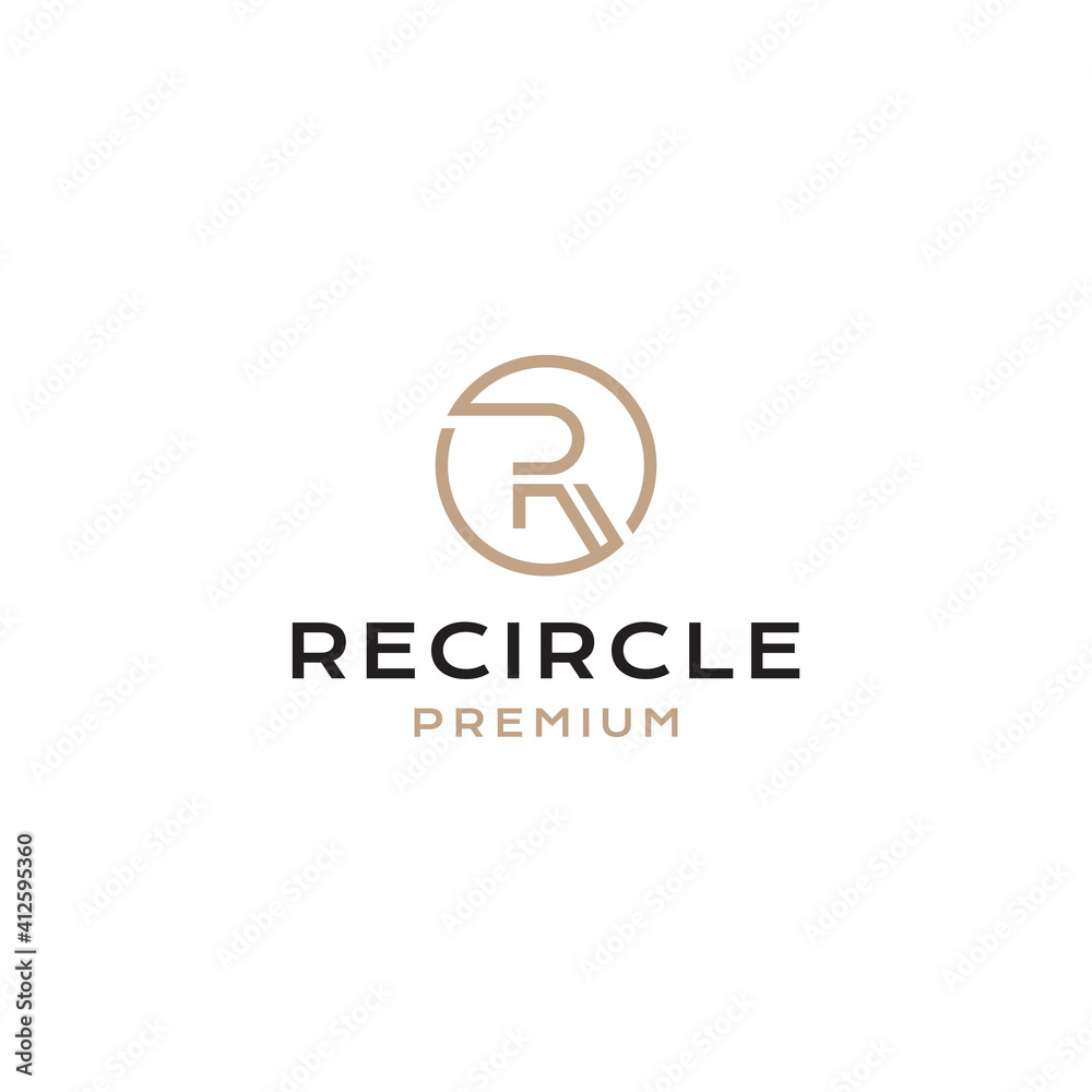 Letter R circle line logo design with simple line style Letter R circle line logo design with simple line style