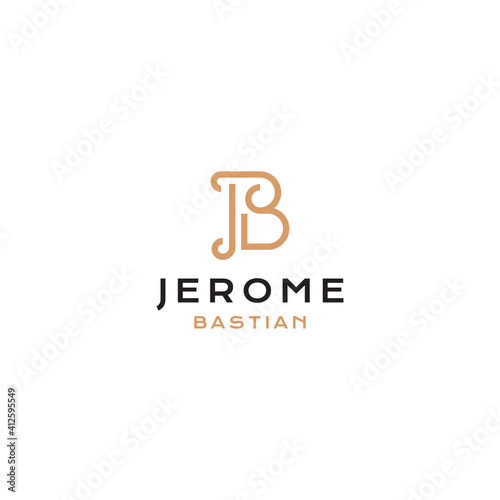 Letter JB line logo design with simple line style