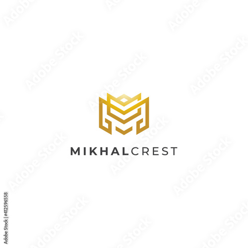 Letter MC logo design simple elegant line style