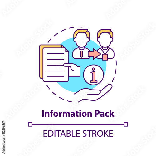 Information pack concept icon. Employee adaptation program elements. Written materials for new workers thin line illustration. Vector isolated outline RGB color drawing. Editable stroke