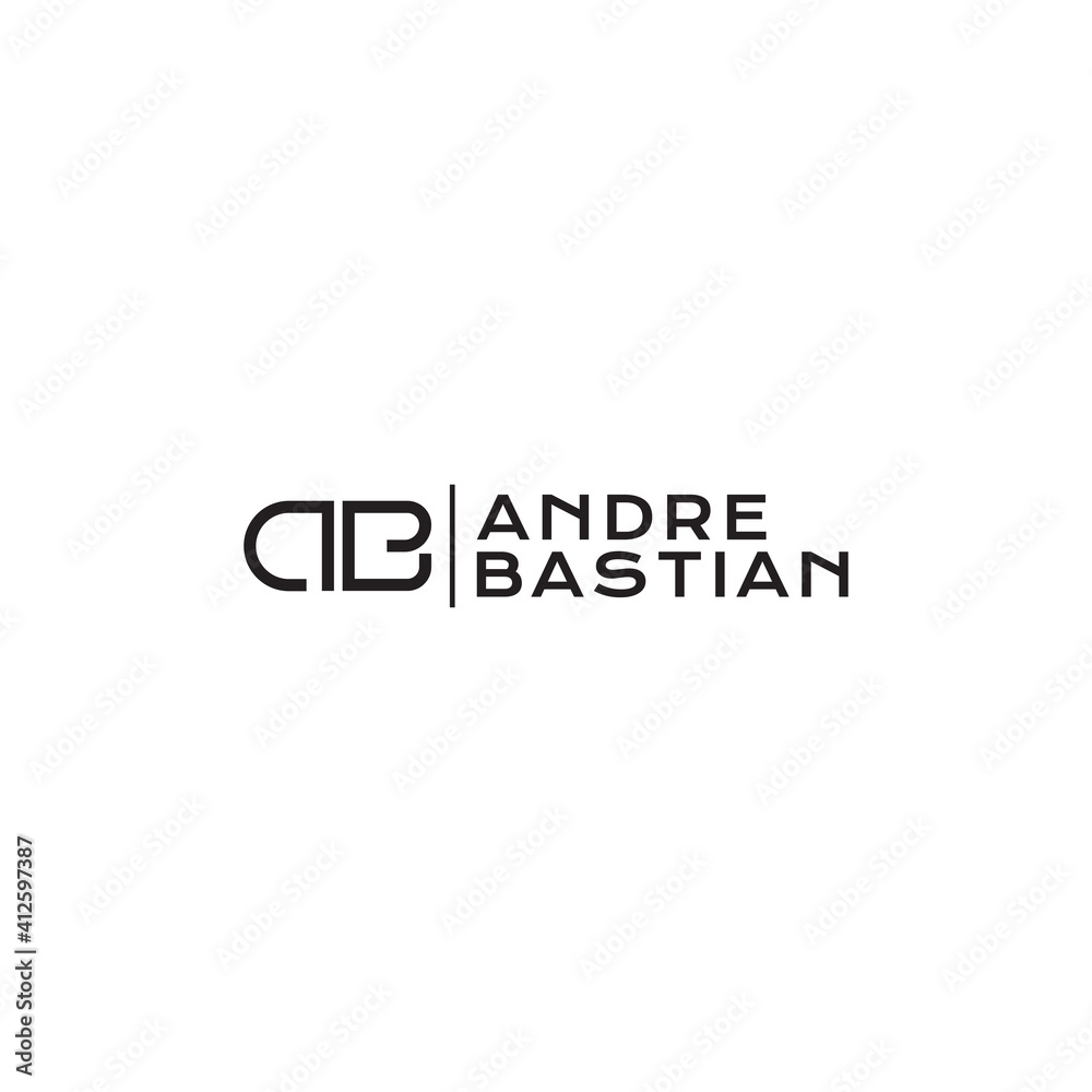 Letter AB logo design with simple line style