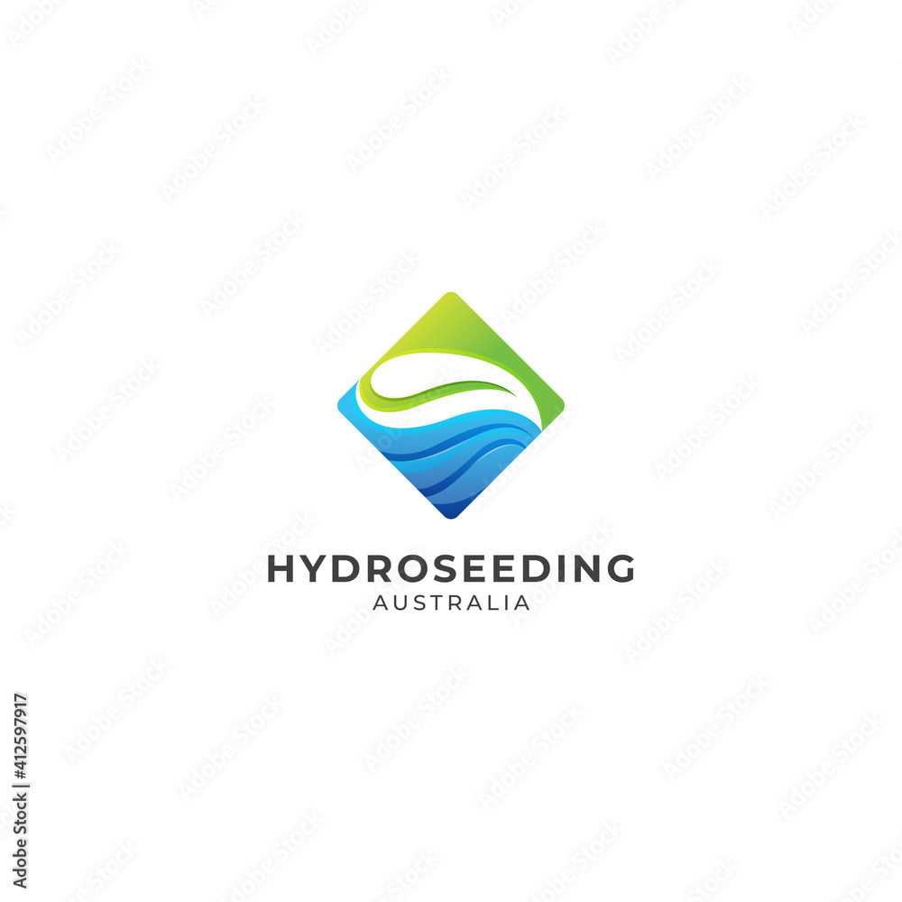 hydro seeding landscape logo design with modern style