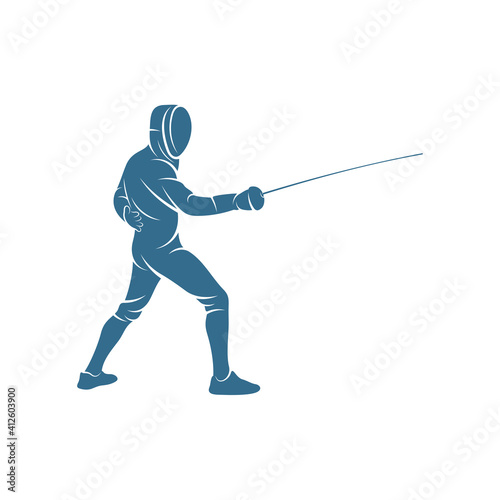 Fencing sport player design vector illustration, Creative Fencing sport logo template, icon symbol