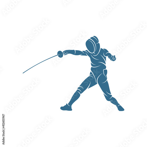 Fencing sport player design vector illustration, Creative Fencing sport logo template, icon symbol