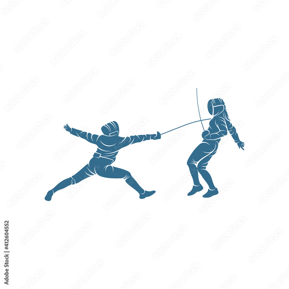 Fototapeta premium Fencing sport player design vector illustration, Creative Fencing sport logo template, icon symbol