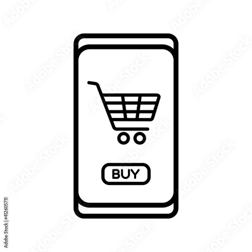 Mobile phone shopping or online shopping icon