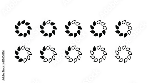 Set Collection Black Line Load Status Icons Vector Design Style