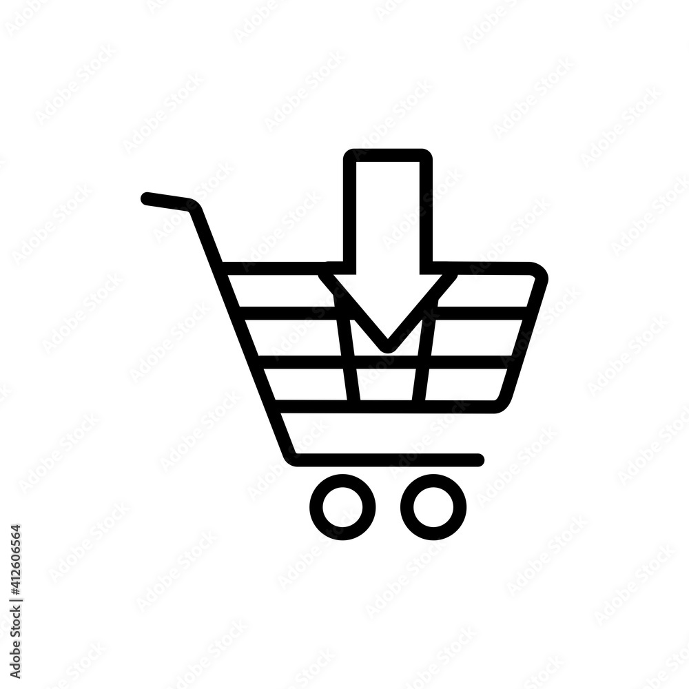 Shopping cart with an arrow icon Shopping cart with an arrow icon
