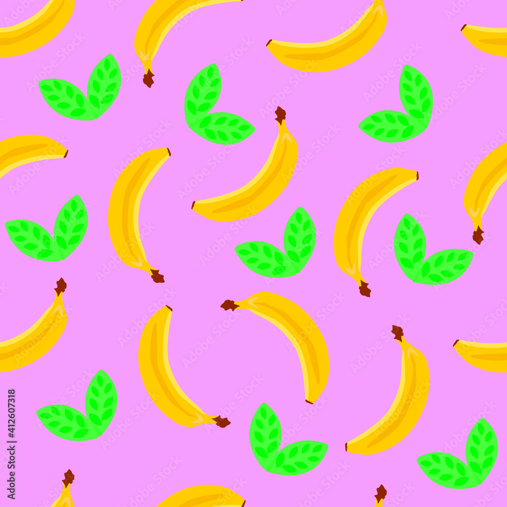 Obraz premium seamless pattern with bananas and leaves
