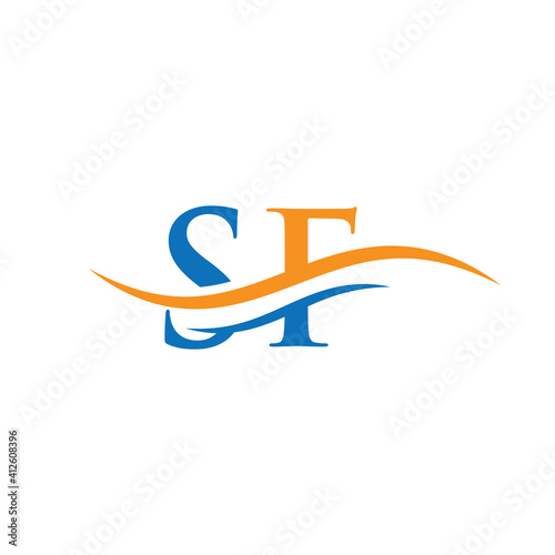 Water Wave SF Logo Vector. Swoosh Letter SF Logo Design for business and company identity.