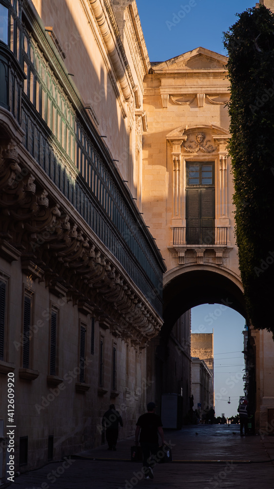 street in the city, Balconies in Valletta