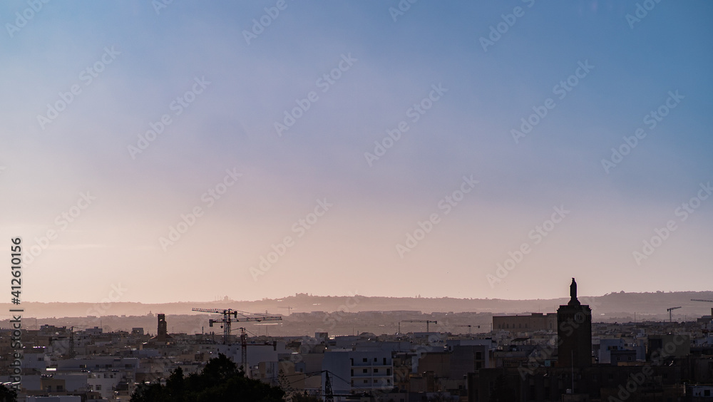 sunset over the city in Malta 