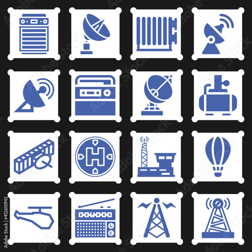 16 pack of aerial  filled web icons set