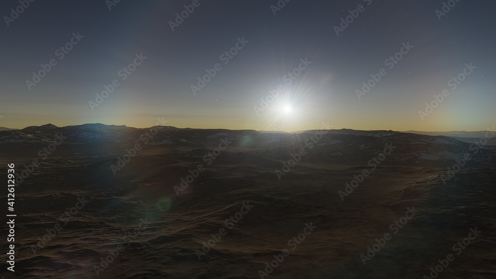 realistic surface of an alien planet, view from the surface of an exo-planet, canyons on an alien planet, stone planet, desert planet 3d render realistic surface of an alien planet, view from the surface of an exo-planet, canyons on an alien planet, stone planet, desert planet 3d render