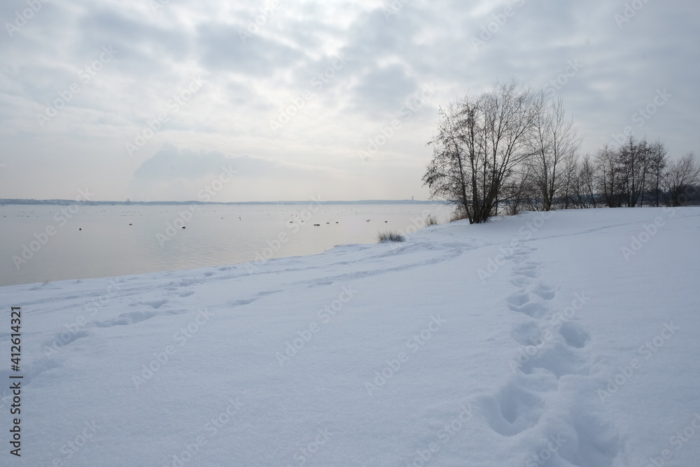 Schnee am Cospudener See
