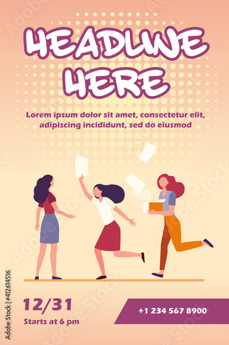 Distributors running with flyers. People giving papers, spreading leaflets flat vector illustration. Election or advertising campaign concept for banner, website design or landing web page