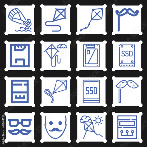 16 pack of wanted  lineal web icons set