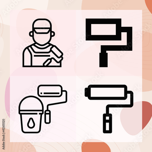 Simple set of mountain lion related lineal icons