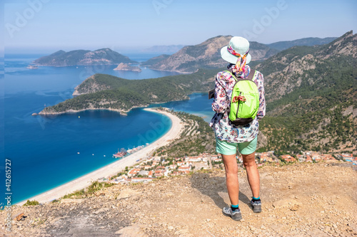 Tourist on the observation deck overlooking Oludeniz © Nataliia Vyshneva