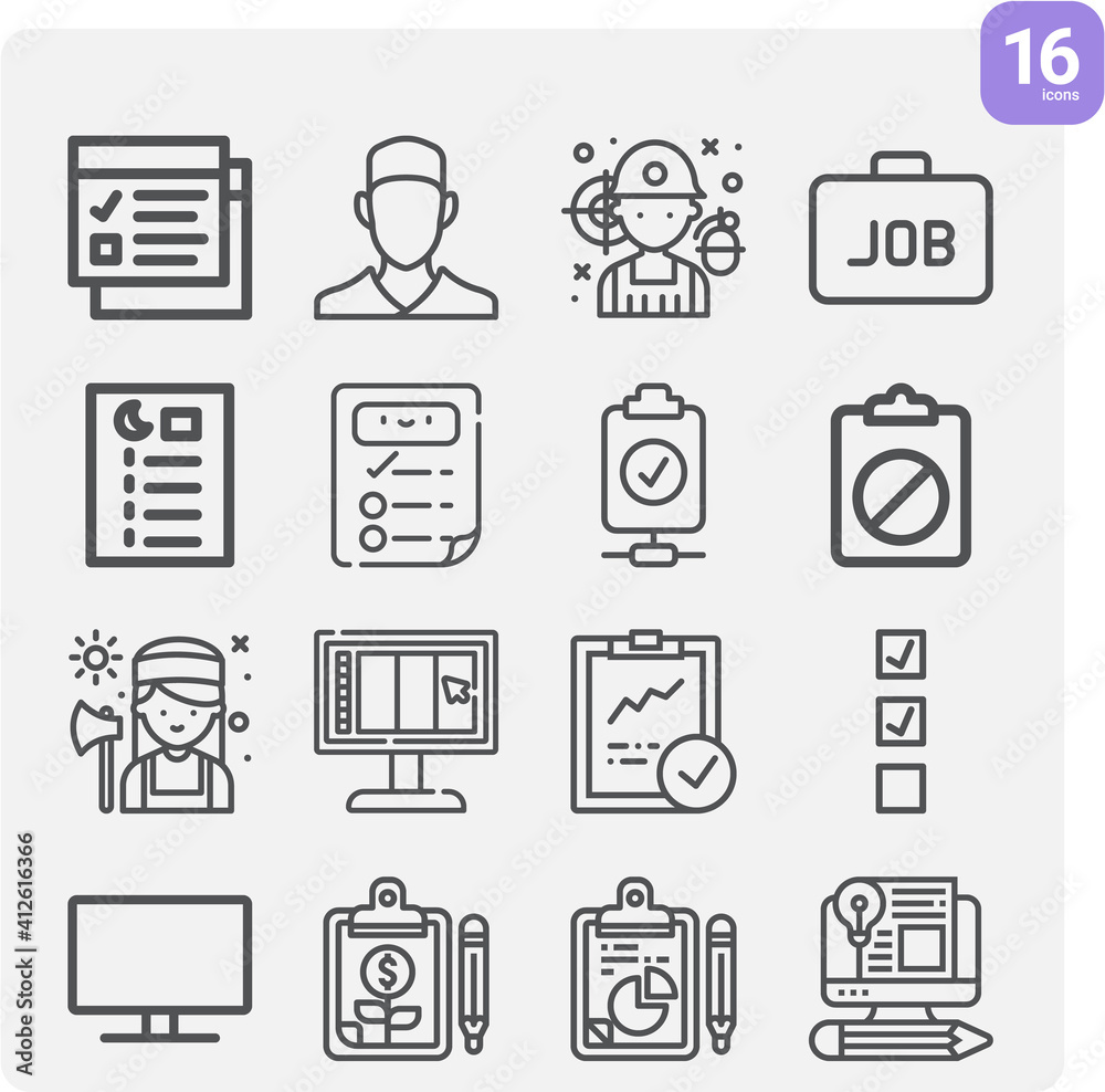 Simple set of task related lineal icons. Simple set of task related lineal icons.